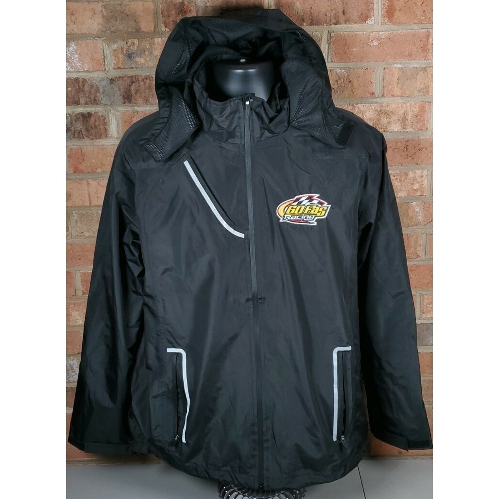 Go Fas Racing Team Issued Jacket Hooded Mens Large Black Full Zip